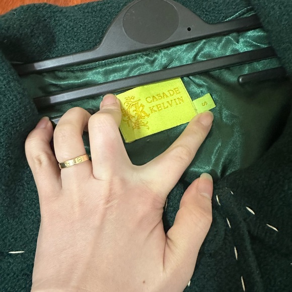 Retro green Mary Jane jacket coat wool-blend 80s Korean - Picture 8 of 10